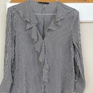 Zara black and white striped blouse size medium